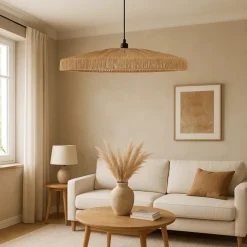 Lampa wisząca 58cm beżowa Bellamy