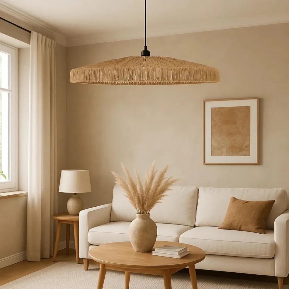 Lampa wisząca 58cm beżowa Bellamy