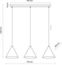 Lampa Wisząca CONO Biały Metalowe Klosze 3xE27