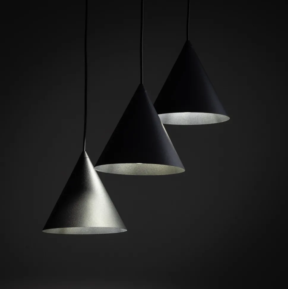 Lampa Wisząca CONO Czarny Metalowe Klosze 3xE27 40cm