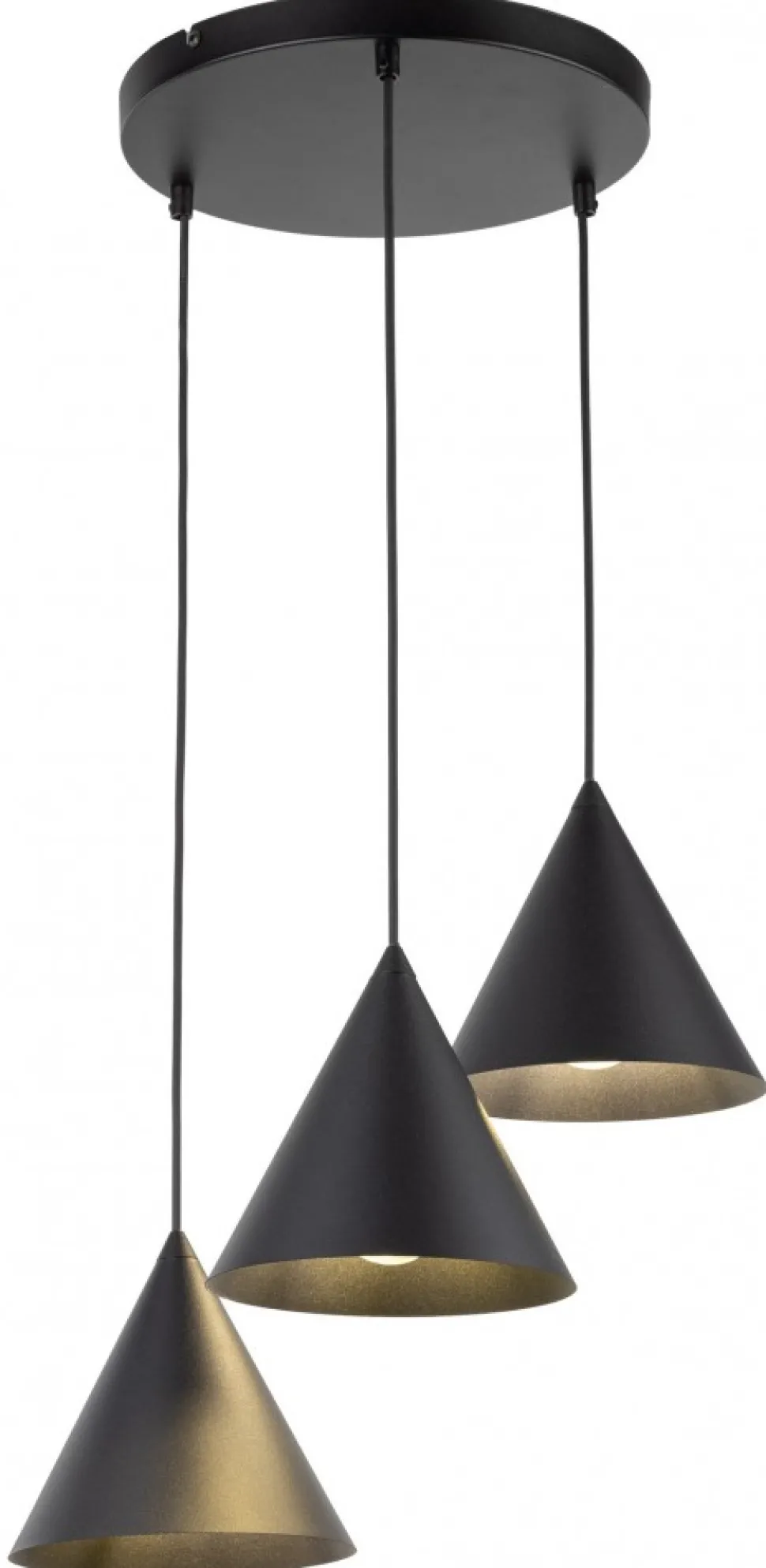 Lampa Wisząca CONO Czarny Metalowe Klosze 3xE27 40cm