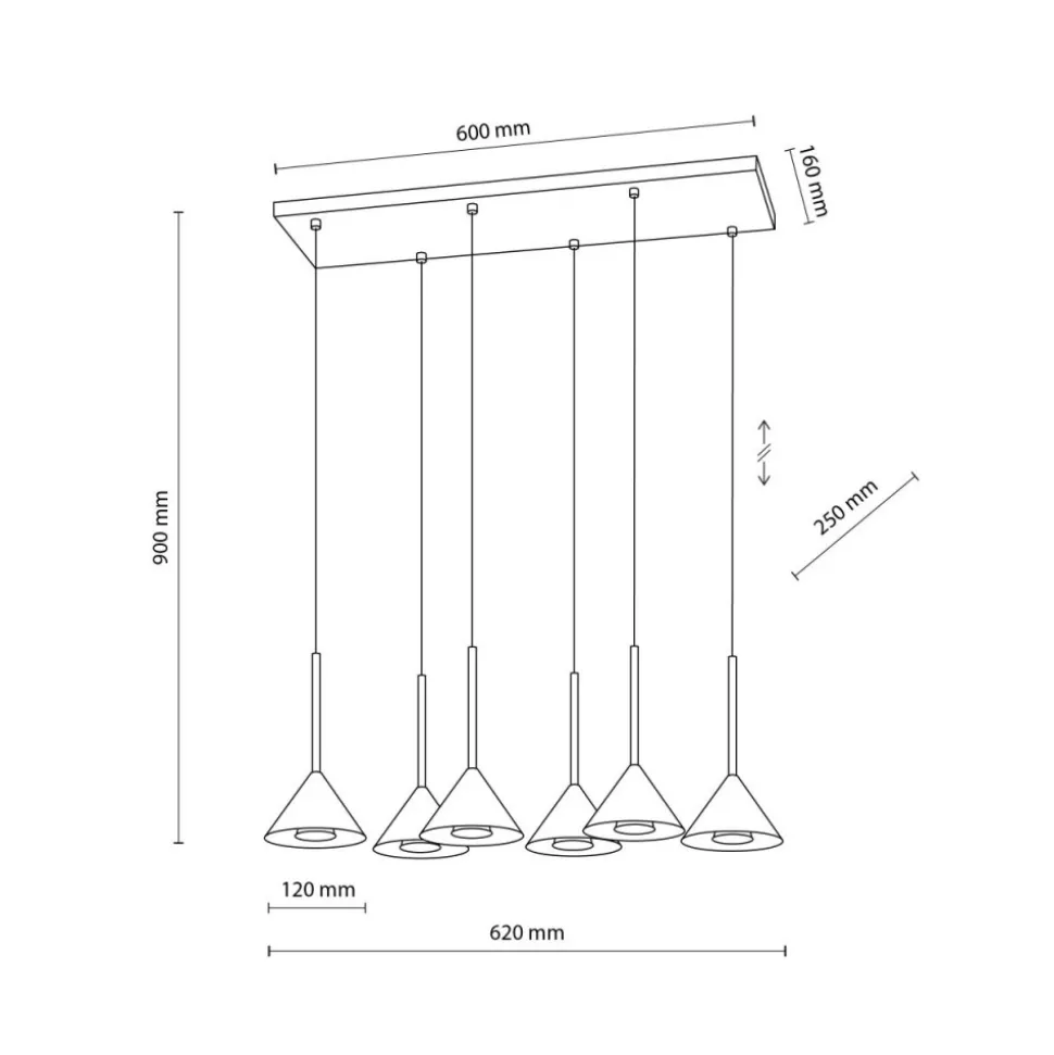Lampa wisząca CONO MINI czarna 6xGU10