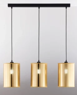 Lampa wisząca CORTINA czarna złoty klosz 3xE27