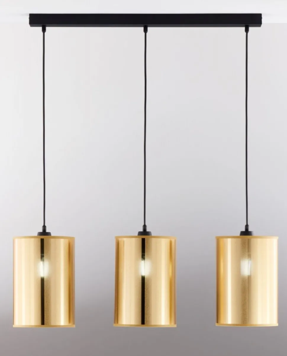 Lampa wisząca CORTINA czarna złoty klosz 3xE27