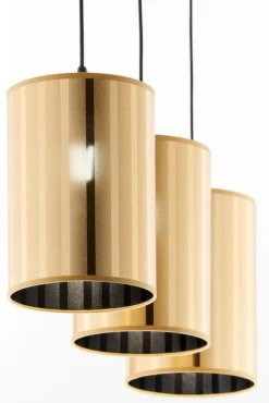 Lampa wisząca CORTINA czarna złoty klosz 3xE27