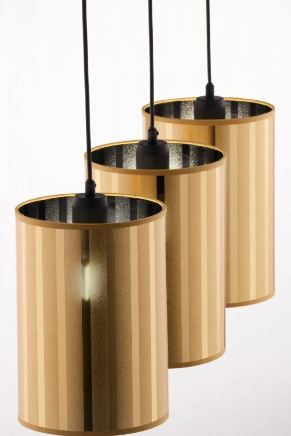 Lampa wisząca CORTINA czarna złoty klosz 3xE27