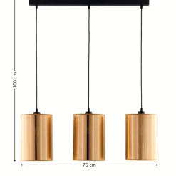 Lampa wisząca CORTINA czarna złoty klosz 3xE27