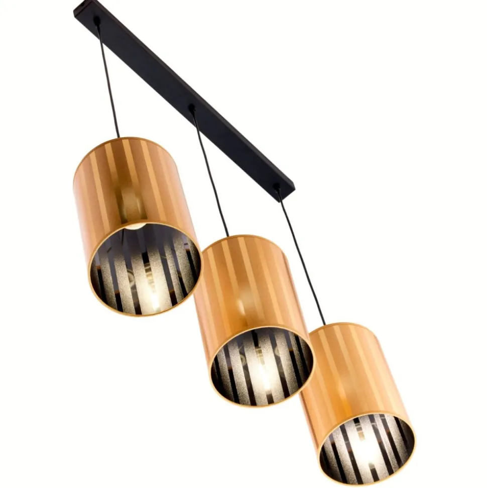 Lampa wisząca CORTINA czarna złoty klosz 3xE27