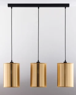 Lampa wisząca CORTINA czarna złoty klosz 3xE27