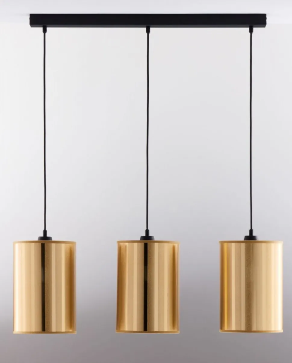 Lampa wisząca CORTINA czarna złoty klosz 3xE27