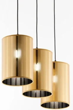 Lampa wisząca CORTINA czarna złoty klosz 3xE27
