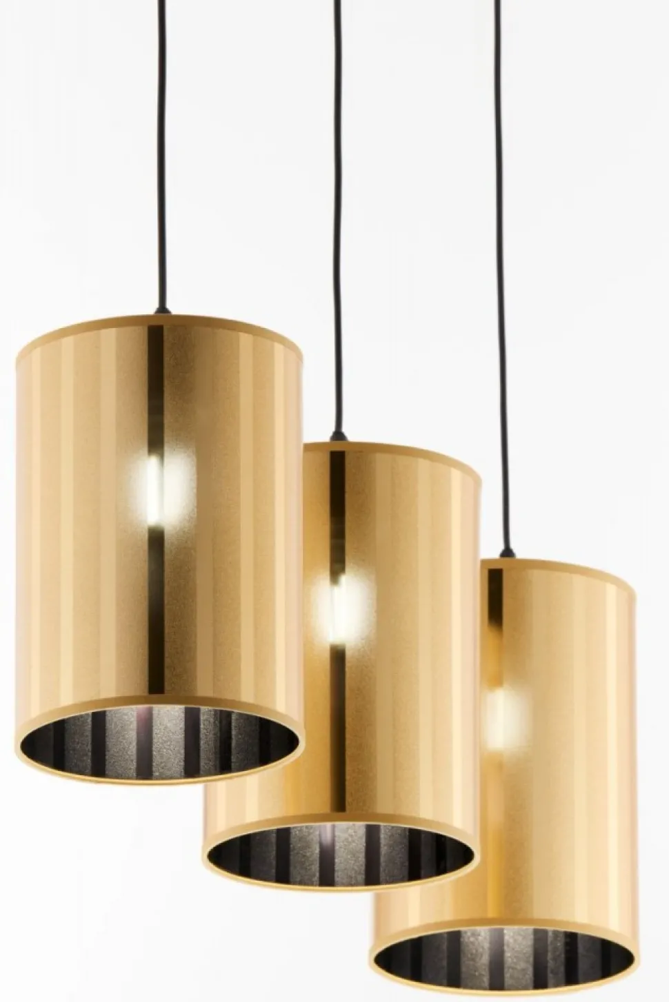 Lampa wisząca CORTINA czarna złoty klosz 3xE27