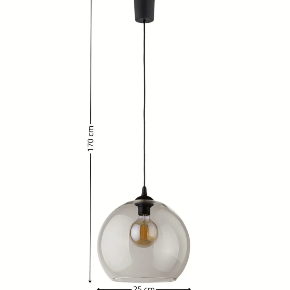Lampa wisząca CUBUS czarna klosz grafit 1xE27 30 cm