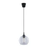 Lampa Wisząca CUBUS Czarny Transparentny Szklany Klosz 1xE27 20cm