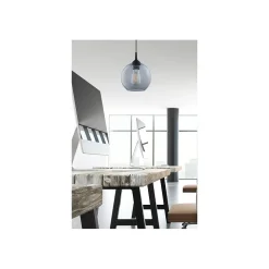 Lampa Wisząca CUBUS Czarny Transparentny Szklany Klosz 1xE27 20cm