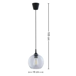 Lampa Wisząca CUBUS Czarny Transparentny Szklany Klosz 1xE27 20cm