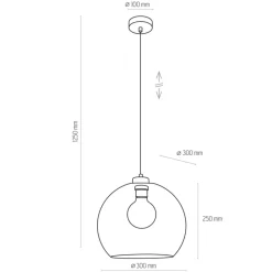 Lampa Wisząca CUBUS Czarny Bursztynowy Szklany Klosz 1xE27 30cm