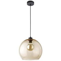 Lampa Wisząca CUBUS Czarny Bursztynowy Szklany Klosz 1xE27 30cm