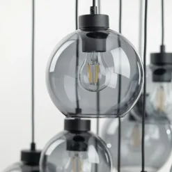 Lampa Wisząca CUBUS Czarny Grafitowe Szklane Klosze 9xE27 58cm