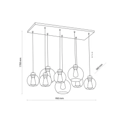 Lampa Wisząca CUBUS Czarny Grafitowy 8xE27
