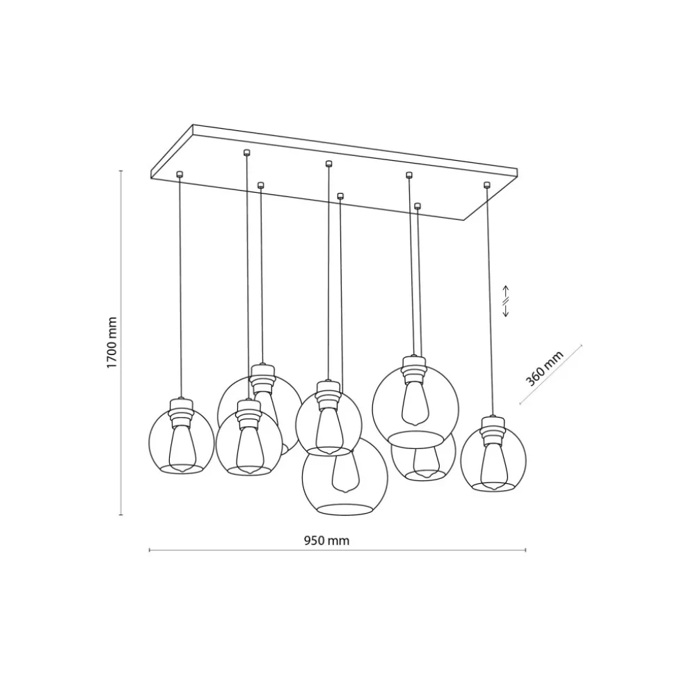 Lampa Wisząca CUBUS Czarny Grafitowy 8xE27