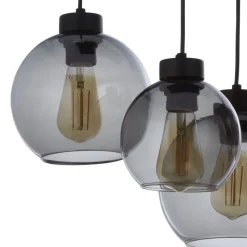 Lampa Wisząca CUBUS Czarny Grafitowy Szklane Klosze 3xE27