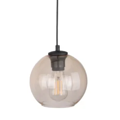 Lampa wisząca CUBUS okrągła czarna klosz bursztynowy 3xE27