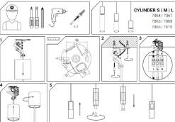 Lampa Wisząca CYLINDER M Czarny Transparentny Szklany Klosz 1xGU10