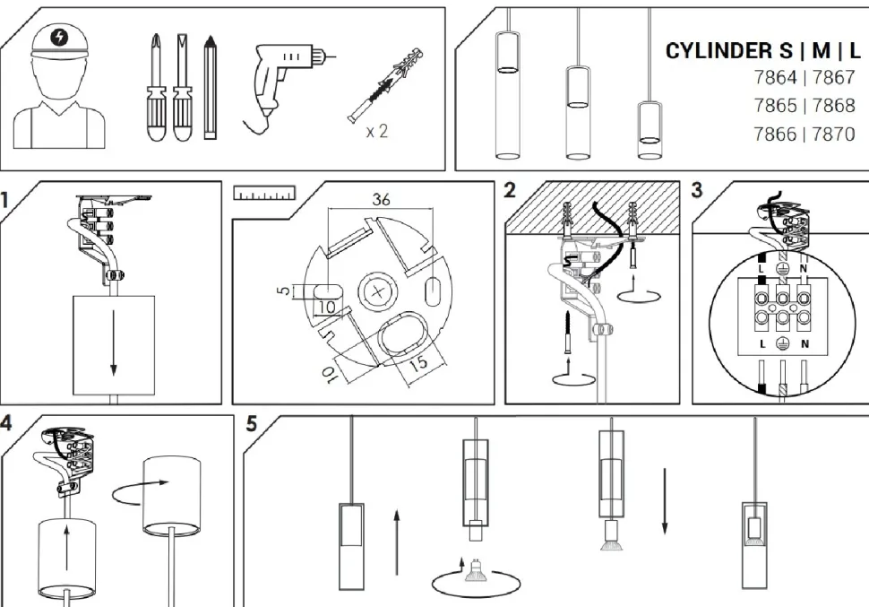 Lampa Wisząca CYLINDER M Złoty Transparentny Szklany Klosz 1xGU10