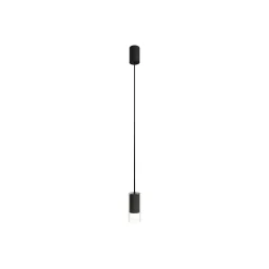 Lampa Wisząca CYLINDER S Czarny Transparentny Szklany Klosz 1xGU10