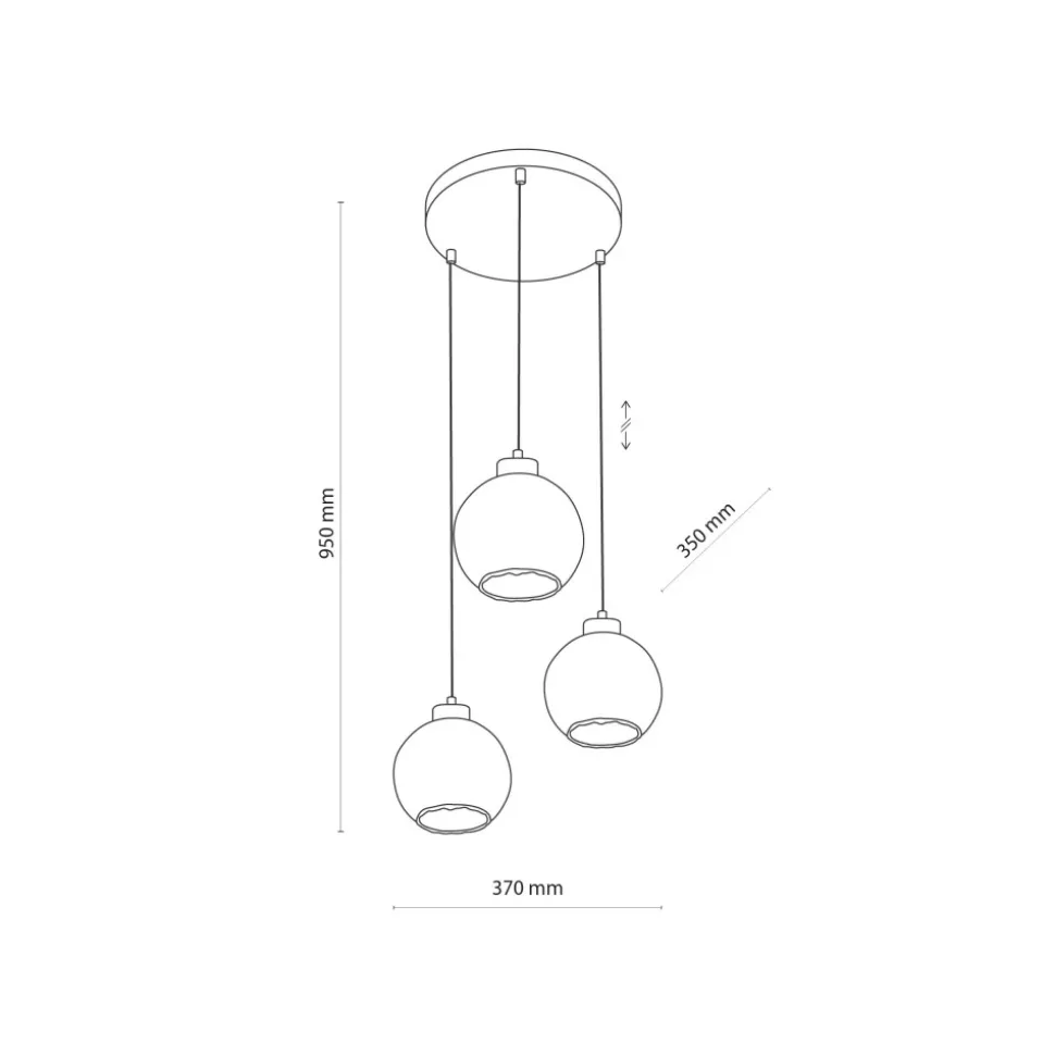 Lampa Wisząca DEVI Czarny Transparentny Szklane Klosze Koło 3xE27
