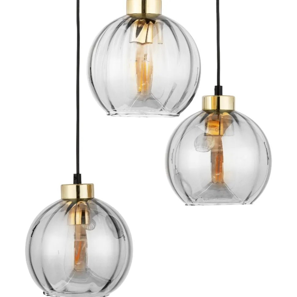 Lampa Wisząca DEVI Czarny Transparentny Szklane Klosze Koło 3xE27