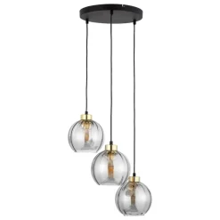 Lampa Wisząca DEVI Czarny Transparentny Szklane Klosze Koło 3xE27