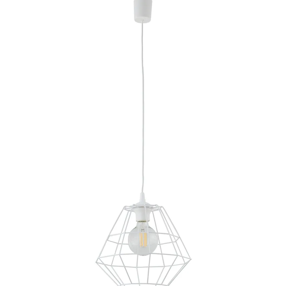 Lampa Wisząca DIAMOND Biały Metalowy Klosz 1xE27 30cm