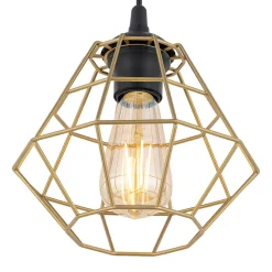 Lampa Wisząca DIAMOND Czarny Złoty Metalowy Klosz 1xE27 22cm