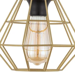 Lampa Wisząca DIAMOND Czarny Złoty Metalowy Klosz 1xE27 22cm
