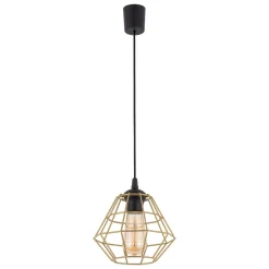 Lampa Wisząca DIAMOND Czarny Złoty Metalowy Klosz 1xE27 22cm