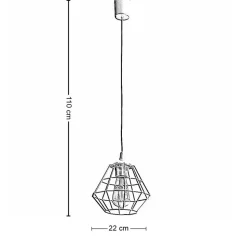 Lampa Wisząca DIAMOND Czarny Metalowy Klosz 1xE27 22 cm