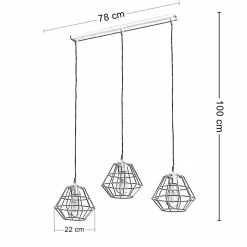 Lampa Wisząca DIAMOND Złoty Metalowe Klosze 3xE27