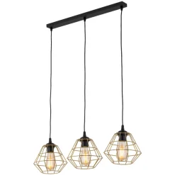 Lampa Wisząca DIAMOND Złoty Metalowe Klosze 3xE27