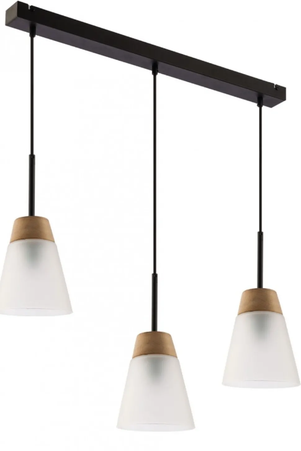 Lampa Wisząca DOMINO Czarny Biały Szklany Klosz 3xE27