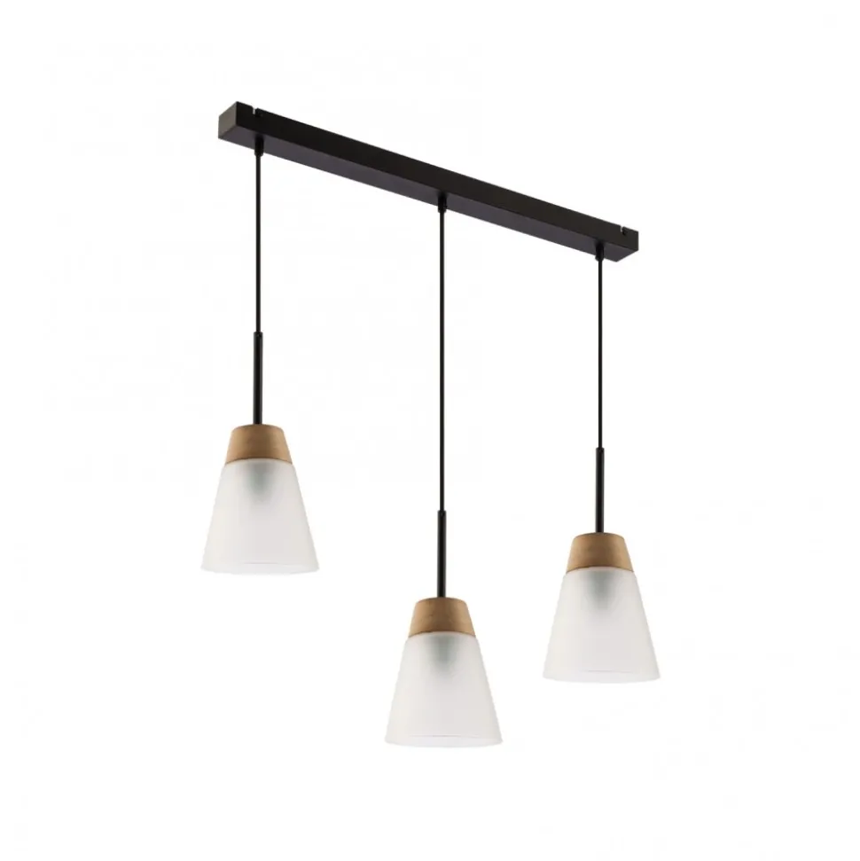 Lampa Wisząca DOMINO Czarny Biały Szklany Klosz 3xE27