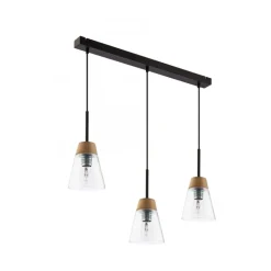 Lampa Wisząca DOMINO Czarny Transparentny Szklany klosz 3xE27