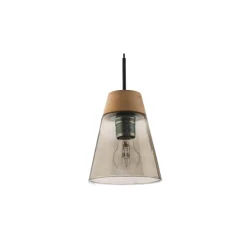 Lampa Wisząca DOMINO Czarny Dymiony Szklany Klosz 1xE27 23 cm