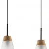 Lampa Wisząca DOMINO Czarny Biały Szklany Klosz 2xE27