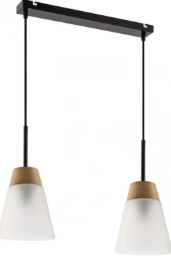 Lampa Wisząca DOMINO Czarny Biały Szklany Klosz 2xE27