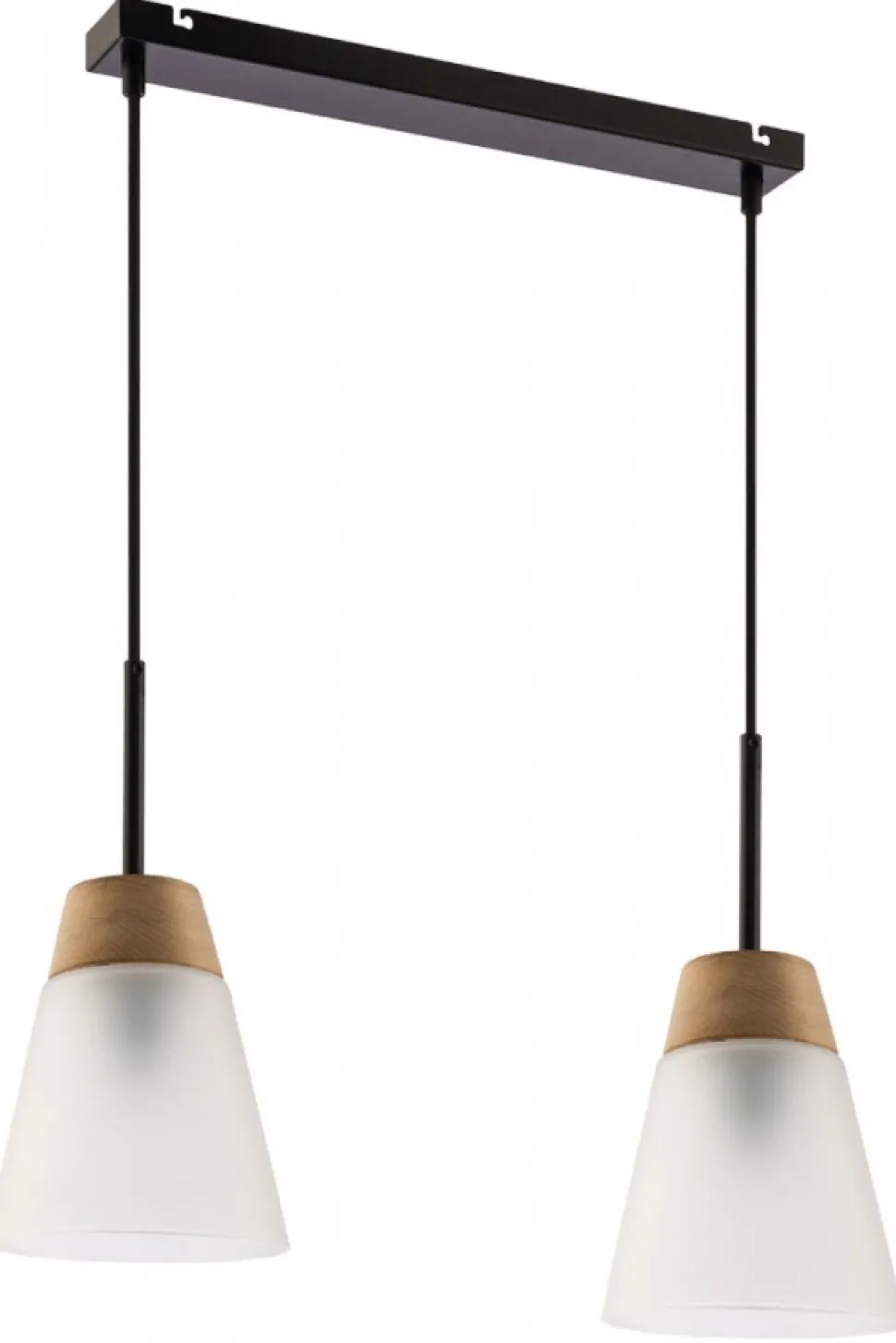 Lampa Wisząca DOMINO Czarny Biały Szklany Klosz 2xE27
