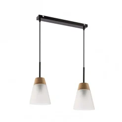 Lampa Wisząca DOMINO Czarny Biały Szklany Klosz 2xE27