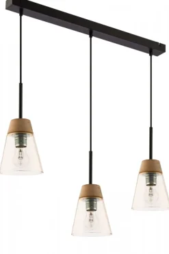Lampa Wisząca DOMINO Czarny Bursztynowy Szklany Klosz 3xE27