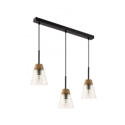 Lampa Wisząca DOMINO Czarny Bursztynowy Szklany Klosz 3xE27